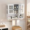 Bad-Wandschrank 88 x 26 x 82,5 cm, MDF in Weiß mit Milchglas, 3 Türen und Handtuchstange Bild 3