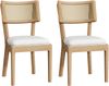 Stuhl 2er-Set, Holzmaterial – Rattan-Rücken, Leinenpolster, 7,5 kg/Stück,50x58x88 cm Bild 5