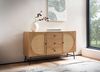 Sideboard 140x80x40 cm Kommode Eiche-Dekor mit Rattan Geflecht Modern Bild 3