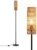 EDISHINE Stehlampe Wohnzimmer 165cm, LED wechselbar, warmweiß, Boho Stehlampe mit Lampenschirm aus gewebtem Seil Bild 5