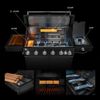 BURNHARD® Gasgrill 6-Brenner, 5x Edelstahlstabbrenner, 3,5 kW, Infrarot-Keramikbrenner, Heckbrenner, Seitenkochfeld, Edelstahlrost, Piezo-Zündung – Fat FRED Deluxe - Schwarz - #947151 Bild 2