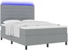 vidaXL Boxspringbett mit Matratze mit LED Hellgrau 160 x 200 cm Stoff 3342802 Bild 3