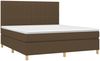 vidaXL Boxspringbett mit Matratze & LED Dunkelbraun 160x200 cm Stoff, Härtegrad: H2 [3135608] Bild 3