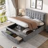 Novelux Polsterbett 140x200 mit Bettkasten und Schubladen – Samtbett Grau, inkl. Lattenrost, Doppelbett mit großem Stauraum, belastbar bis 300 kg, Schlafzimmer Bild 3