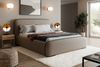 MEBLINI Polsterbett 200x200 mit Stauraum, Lattenrost und Bettkasten - Braun Webstoff ohne Matratze - BELLION - Kopfteil Bett mit Stauraum - Doppelbett - Stauraumbett - Betten Bild 1