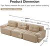 Flieks 3-Sitzer Sofa, Modular Schlafsofa, Tiefsofa mit 3 Kissen, Cord, Beige Bild 4