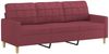 vidaXL 3-tlg. Sofagarnitur mit Kissen Weinrot Stoff 3201248 Bild 5
