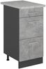Küchenunterschrank R-Line Beton 40 cm mit Schubladen, AP Marmor Vicco Bild 1