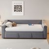 Polsterbett Schlafsofa 90/180x190 cm Samt, hydraulischer Auszug, integrierte Bluetooth-Armlehne mit USB, Grau Bild 2