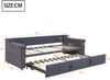 Polsterbett Schlafsofa 90/180x190 cm Samt, hydraulischer Auszug, integrierte Bluetooth-Armlehne mit USB, Grau Bild 3