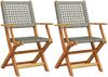 vidaXL Gartenstühle 2 Stk. Grau Massivholz Akazie und Poly Rattan 367664 Bild 2