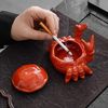 FELIXLEO Aschekasten Aschenbecher für draußen mit Deckel Winddicht Geruchsdicht Orange Bild 3