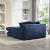 Schlafsofa 125 x 155 x 63 cm mit 3 Kissen – Bodensofa aus Cord in Marineblau Bild 3