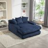 Schlafsofa 125 x 155 x 63 cm mit 3 Kissen – Bodensofa aus Cord in Marineblau Bild 4