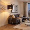 RGB LED Stehleuchte, Textil, schwarz, gold, 3-Beinig, H 158 cm Bild 5