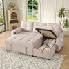 Ecksofa 211x136x87 cm Beige, ausziehbar, modular, mit Stauraum, Getränkehalter und Schlaffunktion Bild 3