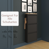 Schuhkipper mit Zubehör, Schwarz, 3 Klappen 52x15x106 cm, Saphir Eiche Dekor, Hakenleiste Bild 2