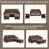 Ecksofa Chenille mit Schlaffunktion & Stauraum, 3-Sitzer mit 2 Hockern 52x52 cm, antikbraun Bild 5