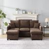 Ecksofa Chenille mit Schlaffunktion & Stauraum, 3-Sitzer mit 2 Hockern 52x52 cm, antikbraun Bild 3