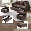 Ecksofa Chenille mit Schlaffunktion & Stauraum, 3-Sitzer mit 2 Hockern 52x52 cm, antikbraun Bild 4