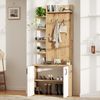 Schuh und Dekoschrank 75×33×180 cm, Holzfarbe + Weiß, 6 offene Ablageplattformen Bild 5