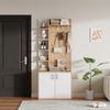 Schuh und Dekoschrank 75×33×180 cm, Holzfarbe + Weiß, 6 offene Ablageplattformen Bild 3