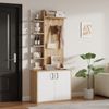 Schuh und Dekoschrank 75×33×180 cm, Holzfarbe + Weiß, 6 offene Ablageplattformen Bild 2
