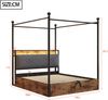 Merax Jugendbett, Multifunktionales Doppelbett 140*190cm, mit Hydraulisch anhebbarer Bettstauraum, mit abnehmbaren Bettpfosten mit LEDund USB/Type-C, schwarz Bild 4