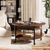 FABATO Couchtisch Runder Couchtisch mit Höhenverstellung, Rädern und Staufach (1-St), ideal für Wohnzimmer, in Braun Bild 3