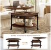 FABATO Couchtisch Runder Couchtisch mit Höhenverstellung, Rädern und Staufach (1-St), ideal für Wohnzimmer, in Braun Bild 4