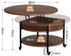 FABATO Couchtisch Runder Couchtisch mit Höhenverstellung, Rädern und Staufach (1-St), ideal für Wohnzimmer, in Braun Bild 2