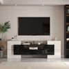 TV-Schrank 200x35x60 cm in Weiß/Schwarz, Hochglanz mit LED, 6 Türen und 2 Schubladen Bild 2