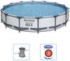 Bestway Steel Pro MAX Frame Pool-Set mit Filterpumpe Ø 427 x 84 cm, lichtgrau, rund Bild 2