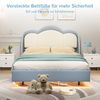 HOMAVO 90×200 cm Polsterbett, Kinderbett, blau, Samt, Einzelbett, mit LED-Beleuchtung Bild 4