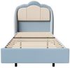 HOMAVO 90×200 cm Polsterbett, Kinderbett, blau, Samt, Einzelbett, mit LED-Beleuchtung Bild 2