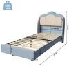 HOMAVO 90×200 cm Polsterbett, Kinderbett, blau, Samt, Einzelbett, mit LED-Beleuchtung Bild 5