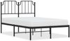 vidaXL Bettgestell mit Kopfteil, Metall, Schwarz, 120x200 cm Bild 2