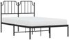 vidaXL Bettgestell mit Kopfteil, Metall, Schwarz, 120x200 cm Bild 3