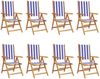 vidaXL Gartenstühle Verstellbar 8 Stk. Blau Weiß Stoff und Massivholz 3214555 Bild 2