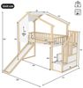 Merax Hochbett (1-St, Hausdesign Etagenbett Stockbett Jugendbett) Massivholz Kinderbett 90x200cm mit Rutsche, Stauraumtreppe und Fenster Bild 4