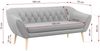Sofa, Skandinavischer Stil, Holzbeine - PIRS - 3 Sitzer - Hellgrau - Velours Bild 3