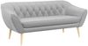 Sofa, Skandinavischer Stil, Holzbeine - PIRS - 3 Sitzer - Hellgrau - Velours Bild 2