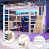 Hochbett mit RGB LED-Streifen, Regal, Schreibtisch, Schubladen und Wandgitter, 140x200 cm, Treppe mit offenem Kleiderschrank, Kinderbett, Metallbett Bild 4
