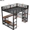 Hochbett mit RGB LED-Streifen, Schreibtisch, Lattenrost, Trittleiter, Kleiderschrank, USB, Rausfallschutz, 140x200cm, Kinderbett, Metallbett Bild 5