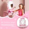 2-in-1 Kinder Schminktisch-Set aus Holz mit Hocker für Kinder von 3–7 Jahren Rosa + Weiß Bild 4