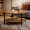 CLP Couchtisch Edduma rund aus Holz 2 Ebenen Metallgestell schwarz,natura Ø 80 cm Bild 3