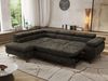 MKS Möbel 'Pablo L-Form' Ecksofa mit Schlaffunktion, verstellbare Kopfstützen, Dunkelgrau, Schenille glatt, ohne Topper, Links Bild 4