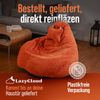 LazyCloud Sitzsack für Erwachsene mit integrierter [Nackenstütze] Cord | XXL Indoor Bean Bag mit Füllung | perfekt als Chill-, Lese- oder Gaming Sessel (90 x 80 x 70 cm) (Korallrot) Bild 4