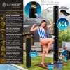 KESSER® Solardusche, Gartendusche, warmes Wasser, max. 60°C, Inkl. Metall-Duschablage & Schutzhaube, Pooldusche Camping, Regenduschkopf und Wasserhahn, Gartenschlauch-Anschluss, schwarz, 228 x 18 x 14,5 cm, 60 l Bild 2