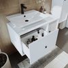 Roomart GUSTO-II-90 Badmöbel Set– 4-teiliges Badezimmermöbel Set - Waschbeckenunterschrank mit Keramikwaschbecken, Spiegelschrank & Hochschrank - H 45 x B 45 x T 90 cm • Weiß Bild 5